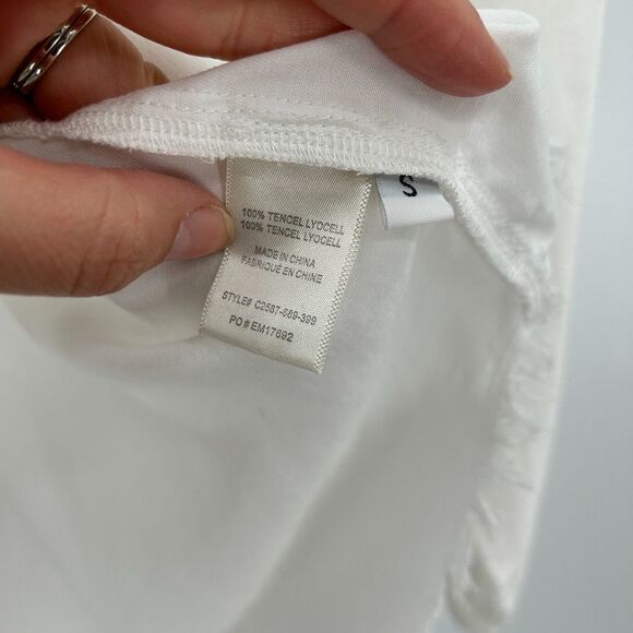 CLOTH & STONE White High Low Frayed Hem Oversized Button Up Blouse Size Small - Picture 8 of 8